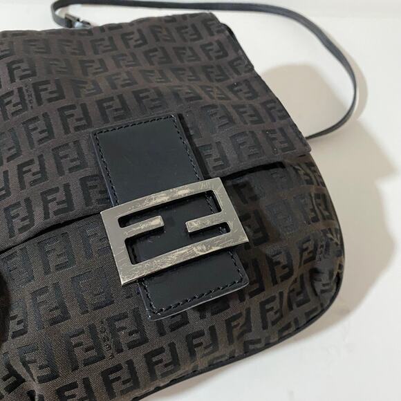 Fendi FF Logo Small Zucca Zucchino Monogram Canvas Crossbody Bag Purse - Picture 8 of 13